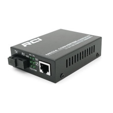 Медіаконвертер RCI A (IC+113), 1310 WDM 10/100/1000 одноволоконний Full/Half duplex, Gigabit SC 20km (0+70°C), + блок живлення 5V 1A Q50