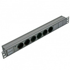 Блок Kingda 19" на 6 троянд. нім. станд., 10А, з індикат., без шнура, чорний, 1U