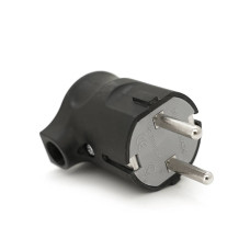 Вилка із заземленням кутова, 16A 250V, A105, Black, Q40