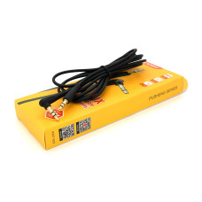 КабельiKAKU KSC-522 PUSHENG AUX Audio DC3.5 тато-тато 2.0м, GOLD Stereo Jack, (круглий) Black cable, Box