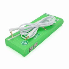 КабельiKAKU KSC-522 PUSHENG AUX Audio DC3.5 тато-тато 2.0м, GOLD Stereo Jack, (круглий) White cable, Box