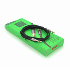 КабельiKAKU KSC-389 ROUYA AUX Audio DC3.5 тато-тато 1.0м, GOLD Stereo Jack, (круглий) Black cable, Box