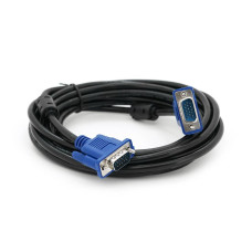 Кабель Merlion VGA 3+2 4m, male to male (тато-тато), 2 ферити, чорно-синій, пакет Q100