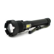 Ліхтар ручний Voltronic XHP90, 1LED XHP90, 45W, бічний світлодіод, 7 режими, ZOOM, 2х18650/6200mah, Black, IP40, кабель USB-Type-С, 260х60х35мм, BOX