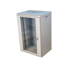 Шафа телекомунікаційна 19" VAGO 18U, настінна, двері акрил, сіра, (910х600х450)