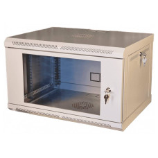 Шафа телекомунікаційна 19" VAGO 6U, настінна, двері акрил, сіра, (370х600х450)