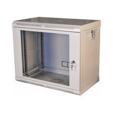 Шафа телекомунікаційна 19" VAGO 9U, настінна, двері акрил, сірий, (505х600х350)
