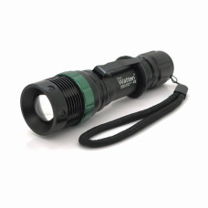 Ліхтар ручний Watton WT-037, 1LED Cree Q5, 3W, 3 режими, ZOOM, 18650/2800mah (перехідник 3*AAA), Black, IP44, СЗУ, 132х34х28мм, BOX