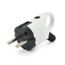 Вилка Євро із заземленням кутова з кільцем, розбірна, Premium, 16А 220V, колір білий, Q30