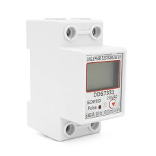 Однофазний електронний лічильник на DIN-рейку, 220V, кнопка скидання, LCD + підсвічування