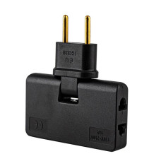 Трійник + перехідник 3in1, UK/US-EU, 220В, 10А, поворотний 180 °, Black