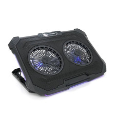 Підставка під ноутбук IceCoorel F8, 10-17", 2*125mm 1200±10% RPM, корпус пластик+алюміній, 2xUSB 2.0, 415x293x26.5mm, RGB, Box Q10