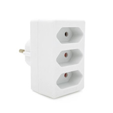 Розетка трійник без заземлення SQ-ZDB01/3, 3x2.5A(10A) 250V~Max, 1700W, White, 2Р, Q100