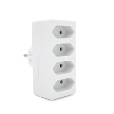 Розетка 4-х місна без заземлення SQ-ZDB01/4, 4x2.5A(10A) 250V~Max, 2300W, White, 2Р, Q100