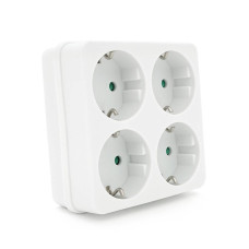 Розетка 4-х місна із заземленням SQ-RB-01/04A, 4x16A 250V~Max, 3500W, White, Q100