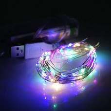 Гірлянди 50LED, 1 режим, 5 метрів, прозора ізоляція, живлення від USB + 2 * АА, Mix Color, BOX