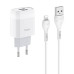 Набір СЗУ 110-240V HOCO C73A+ кабель Lighting, 2xUSB, 2.4A, кабель 1м, White, Blister