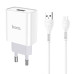 Набір СЗУ 110-240V HOCO C81A 1xUSB+ кабель Micro, 2.1A, кабель 1м, White, Blister