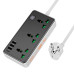 Мережевий фільтр HOCO AC7A на 3 розетки + 3 USB+USB-C, 17W, 220В, кабель 1,5м, Black/White, Box