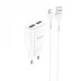 Набір СЗУ 110-240V HOCO C88A + кабель Micro, 2xUSB, 2.4A, кабель 1м, White, Box