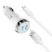 Набір АЗУ 12-24V HOCO Z40 кабель Micro, 2xUSB, 2.4A, кабель 1м, White, Box