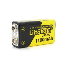 Акумулятор LiitoKala 9V/1100mAh, крона, Type-C вихід, NiMH Rechargeable Battery