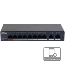 8-портовий керований PoE комутатор DH-CS4010-8ET-110 з 8 портами POE 100Мбіт + 2 порти UP-Link 1000Мбіт, 190x106x30 мм