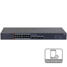 16-портовий керований PoE комутатор DH-CS4218-16ET-135 з 16 портами POE 100Мбіт + 2/UP-Link 1000Мбіт + 2/SFP 1000Мбіт, 135Вт, 440x220x44 мм