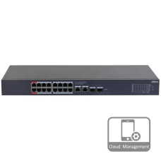 16-портовий гігабітний керований PoE комутатор DH-CS4220-16GT-190 з 16/POE 100Мбіт + 2/UP-Link 1000Мбіт + 2/SFP 1000Мбіт, 440x220x44 мм