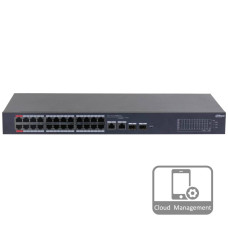 24-портовий керований PoE комутатор DH-CS4226-24ET-375 з 24 портами POE 100Мбіт + 2/UP-Link 1000Мбіт + 2/SFP 1000Мбіт, 375Вт, 440x220x44 мм
