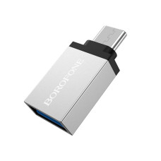 Перехідник BOROFONE BV3 USB3.0(AF) OTG => Type-C(M), Silver, Blister