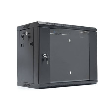 Шафа Merlion 9U, 600*350*500 (Ш*Г*В) мм загартоване скло, чорна, сталь 1,2мм, із замком (у розібраному вигляді!!!), Black