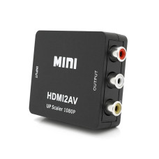 Конвертер Mini, HDMI to AV, ВИХІД 3RCA(мама) на ВХІД HDMI(мама), 720P/1080P, Black, BOX