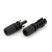 Коннектор MC4 Risin, 1500V, 65A, мідний суцільний затискач, трубчастий, під перетин 4-10мм², 0.5мом, вогнестійкість UL94-VO, IP68 Q500 Black