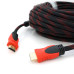 Кабель Merlion HDMI-HDMI 30m, v1.4, OD-7.4mm, 2 фільтри, обплетення, круглий Black/RED, конектор RED/Black, (Пакет) Q20