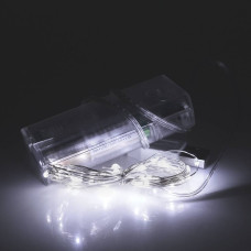 Гірлянди 100LED, 1 режим, 10 метрів, прозора ізоляція, живлення від 3*АА, White, ОЕМ