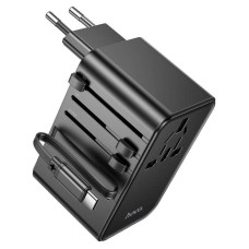 Мережевий фільтр HOCO AC18A на 1 розетку + 2 USB + USB-C, 35W, кабель 1,5 м, 220В, Black, Box