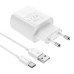 Набір BOROFONE BA58A СЗУ 2xUSB, LED+кабель Type-C, 2.4A, 1м, White, Box