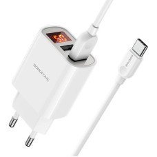 Набір BOROFONE BA58A СЗУ 2xUSB, LED+кабель Type-C, 2.4A, 1м, White, Box