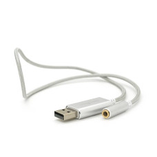 Перехідник для навушників VegGieg V-K202 USB2.0(M)-Jack3.5(F), Silver, Box
