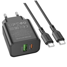 Набір BOROFONE BA88A СЗУ USB+Type-C+ кабель Type-C, PD20W+Q3.0, 1м, Black, Blister