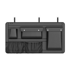 Автомобільний органайзер CABULE у багажник, 90x45см, кріплення до задніх сидінь ременями, 5 відділень, PV-шкіра, чорний