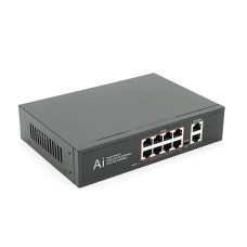 POE комутатор гігабітний Merlion 8 POE 10/100/1000 + 2 RJ45 10/100/1000 вбудований блок живлення 52V 2.3A