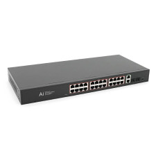 POE комутатор гігабітний Merlion 24 POE + 2 RJ45 + 2 SFP 10/100/1000 вбудований блок живлення 52V 6.15A