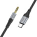 Кабель HOCO UPA26 DC3.5 (тато) => Type-C (тато), круглий в обплетенні, 1м, Black, Box