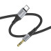 Кабель HOCO UPA26 DC3.5 (тато) => Type-C (тато), круглий в обплетенні, 1м, Black, Box