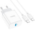 Набір СЗУ 110-240V HOCO C104A + кабель Type-C, 1xUSB-C, PD20W, 1м кабель, White, Box