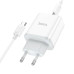Набір СЗУ 110-240V HOCO C104A + кабель Type-C, 1xUSB-C, PD20W, 1м кабель, White, Box