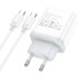 Набір СЗУ 110-240V HOCO C104A + кабель Type-C, 1xUSB-C, PD20W, 1м кабель, White, Box