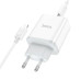 Набір СЗУ 110-240V HOCO C104A + кабель Lighting, 1xUSB-C, PD20W, кабель 1м, White, Box